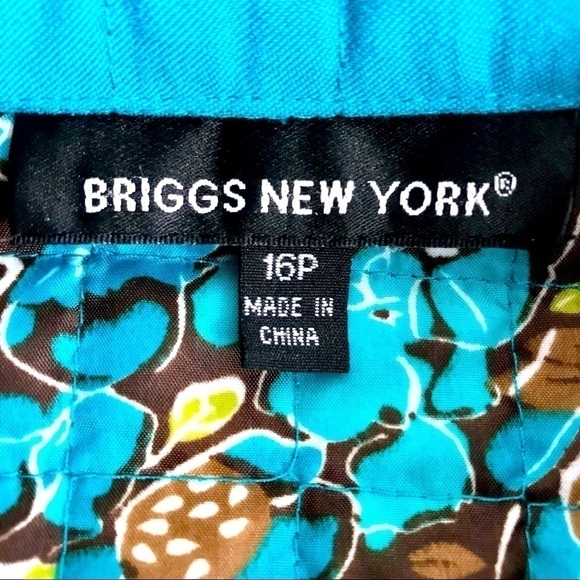 Briggs New York Turquoise Teal Quilted Snap Button Up Collared Jacket 16 Petite - Picture 9 of 12